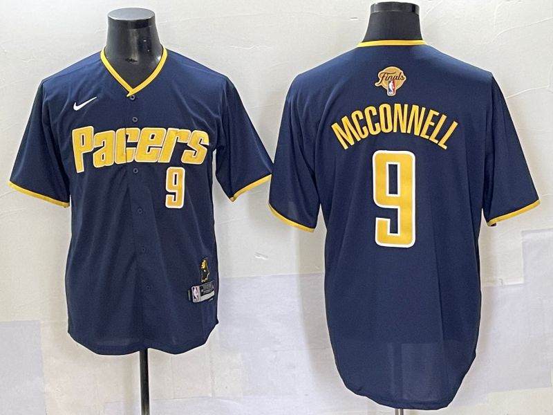 Men 2025 Indiana Pacers #9 Mcconnell Blue Joint Name NBA Jersey style 1